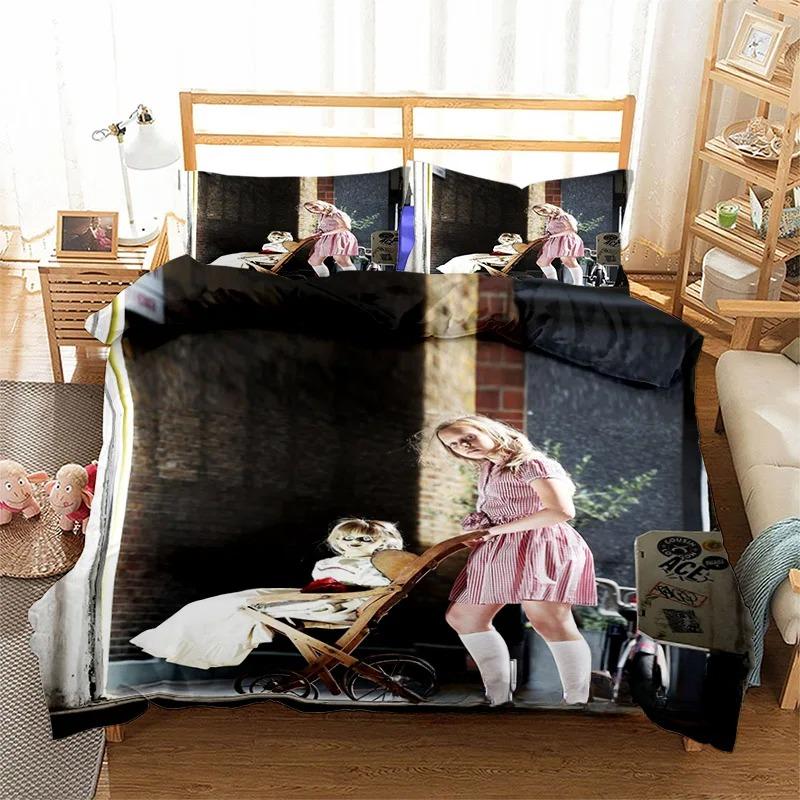 3D-trykk Skrekkfilm Annabelle Sengetøy Sett Dobbel Twin King Dynetrekk Dynevar Putevar Gutter Jenter Voksne Soverom