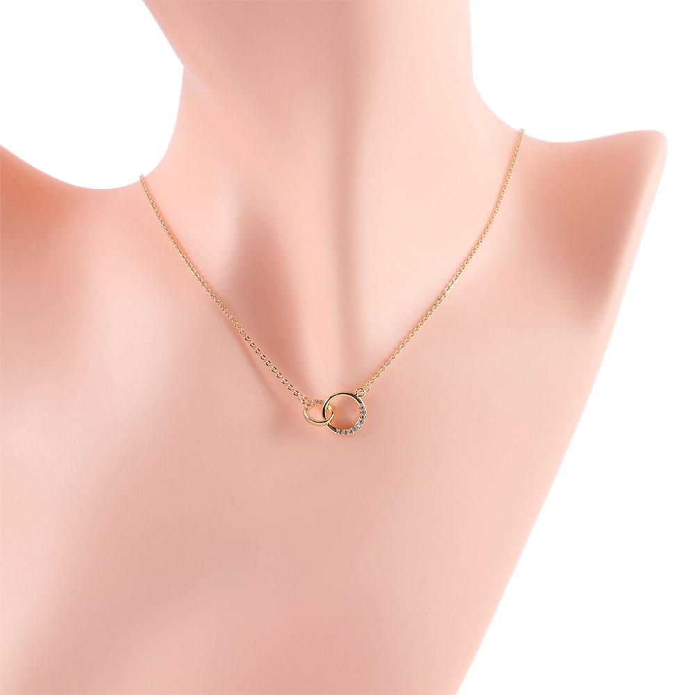 Party Gift Pendants Silver Color Zinc Zinc Alloy Round Double Circle Jewelry Choker Clavicle Chains Necklaces