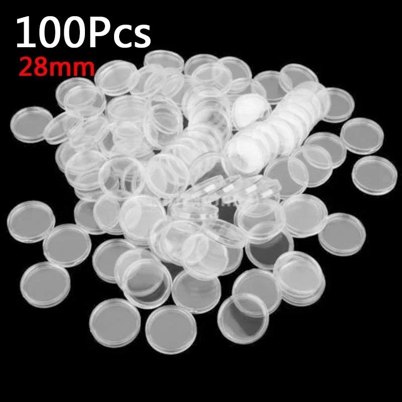 100pcs 25-39mm Transparent Plastic Coin Holder Coin Collecting Box Case For Coins Storage Capsules Protection Boxes Container