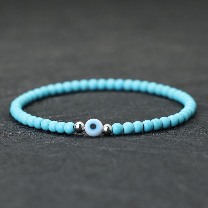 Simple Style Turkey Evil Eyes Bracelet For Men 4mm Rice Beads Braslet Natural Coconut Husk Braclet Gifts For Him Pulseria Homme