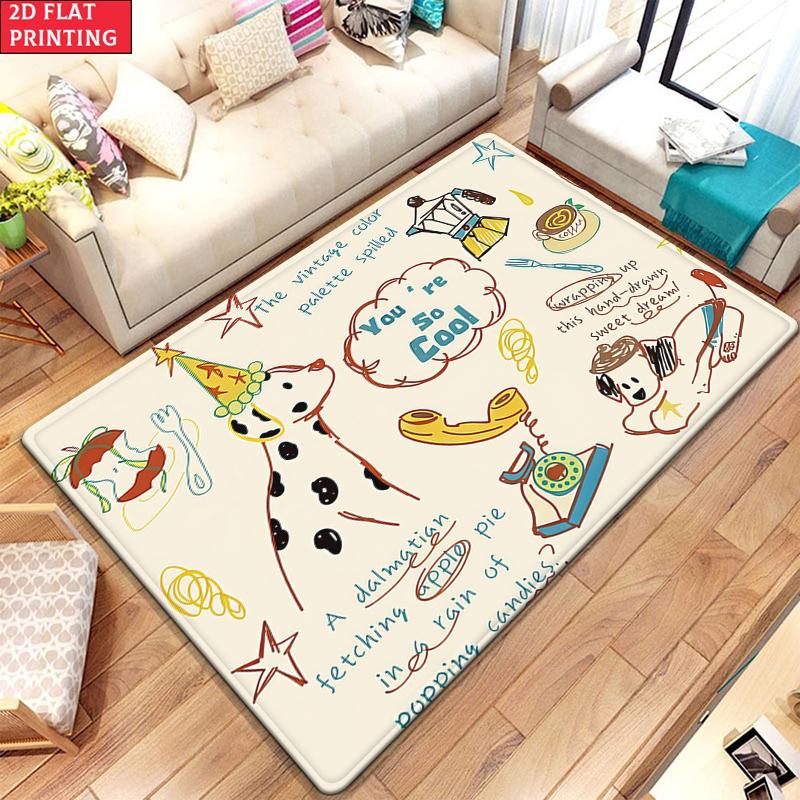 Kawaii Cartoon Bear Large Room Carpet Non Slip Cartoon Kids Bedroom Living Room Floor Mat Home Decor Children's Play Carpet