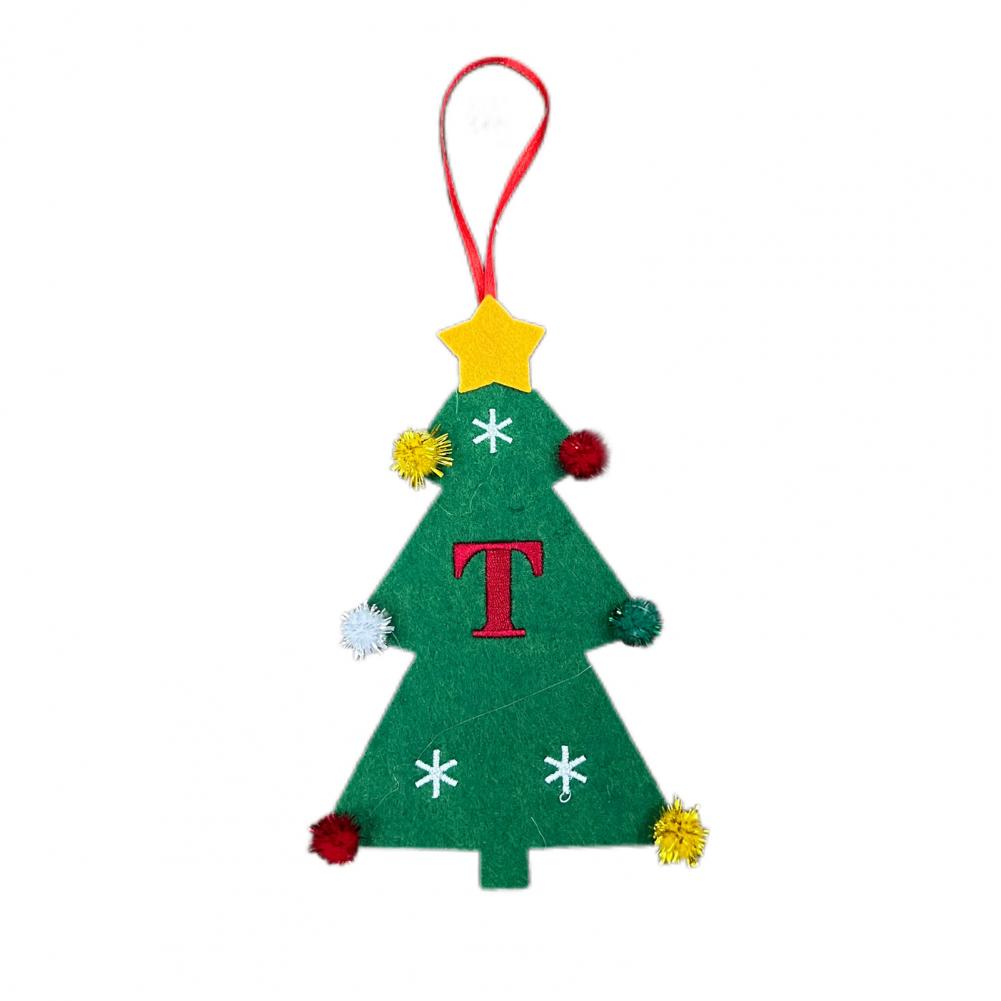 Christmas Tree Pendant Ornament with Lanyard 26 Letter Design Felt Fabric Holiday Xmas Tree Hanging Decoration