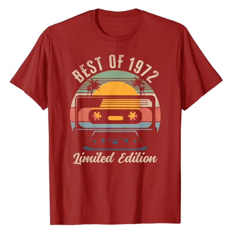 

Best of 1972 54th Birthday Gifts Limited Edition 54 Year Old TShirt Graphic Tee Tops for Husband Presents Born In 1972 Clothes S