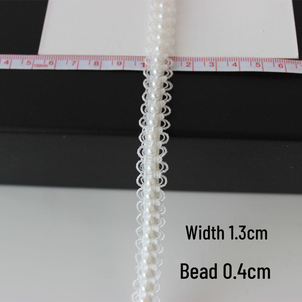 Ruban en dentelle nacre blanc cassé orné de perles pour accessoires décoratifs