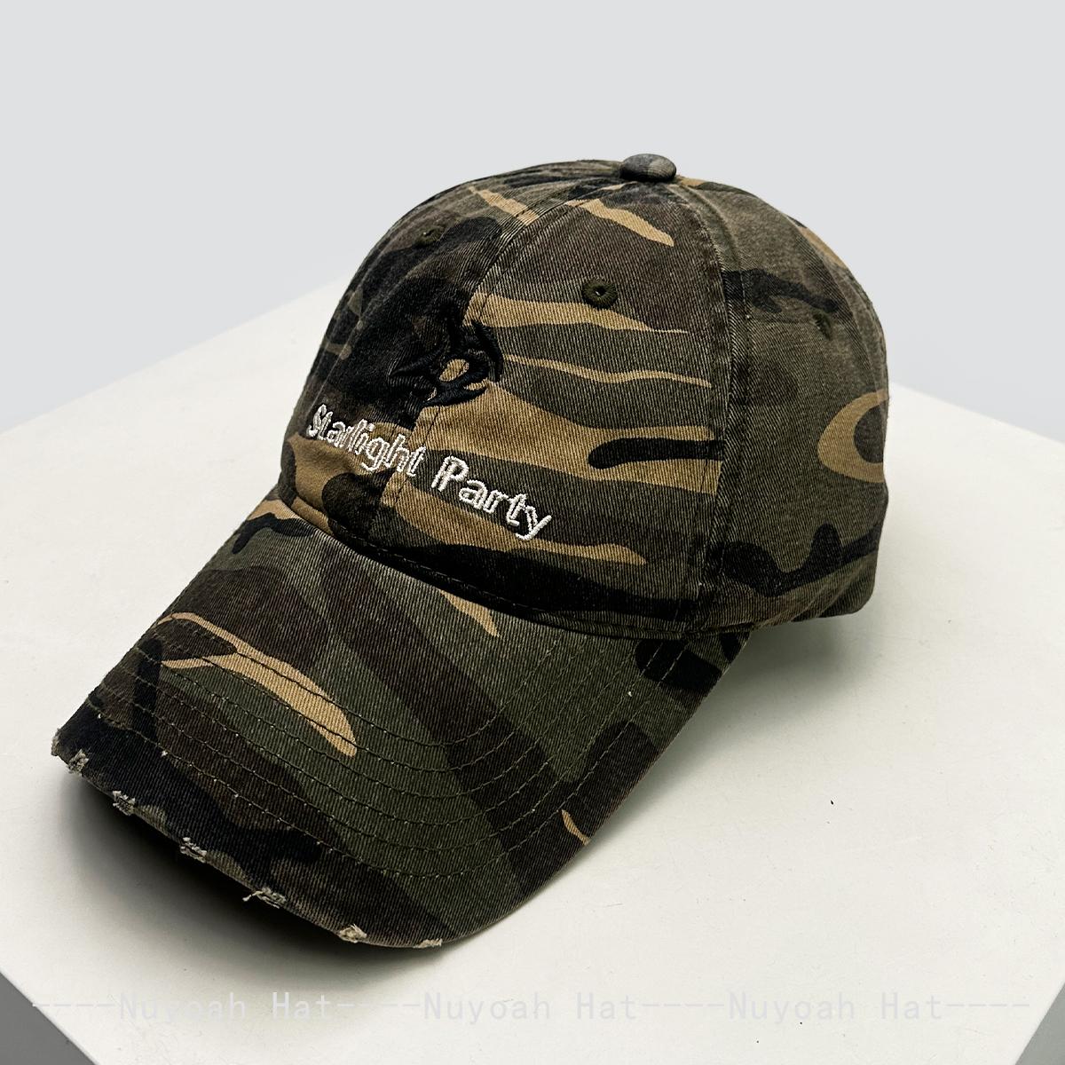 

And Women American Vintage Camouflage Embroidered Letter Prints Baseball Caps Sun Protection Street Style All-Match Hip-Hop Peaked Hats Fashion 52-60cm