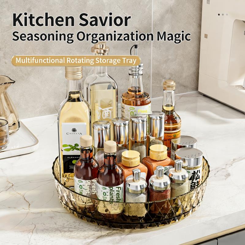 360° Rotating Rack,multifunctional Storage Turntable For Kitchen Countertops,spice Storage Rack,living Room Desktop Storage Tray