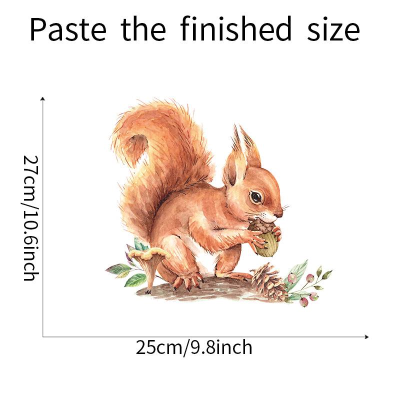 Cartoon Cute Squirrel with Pinecone Wall Sticker for Kids Room Kindergarten Home Decor Self-Adhesive Removable Decal