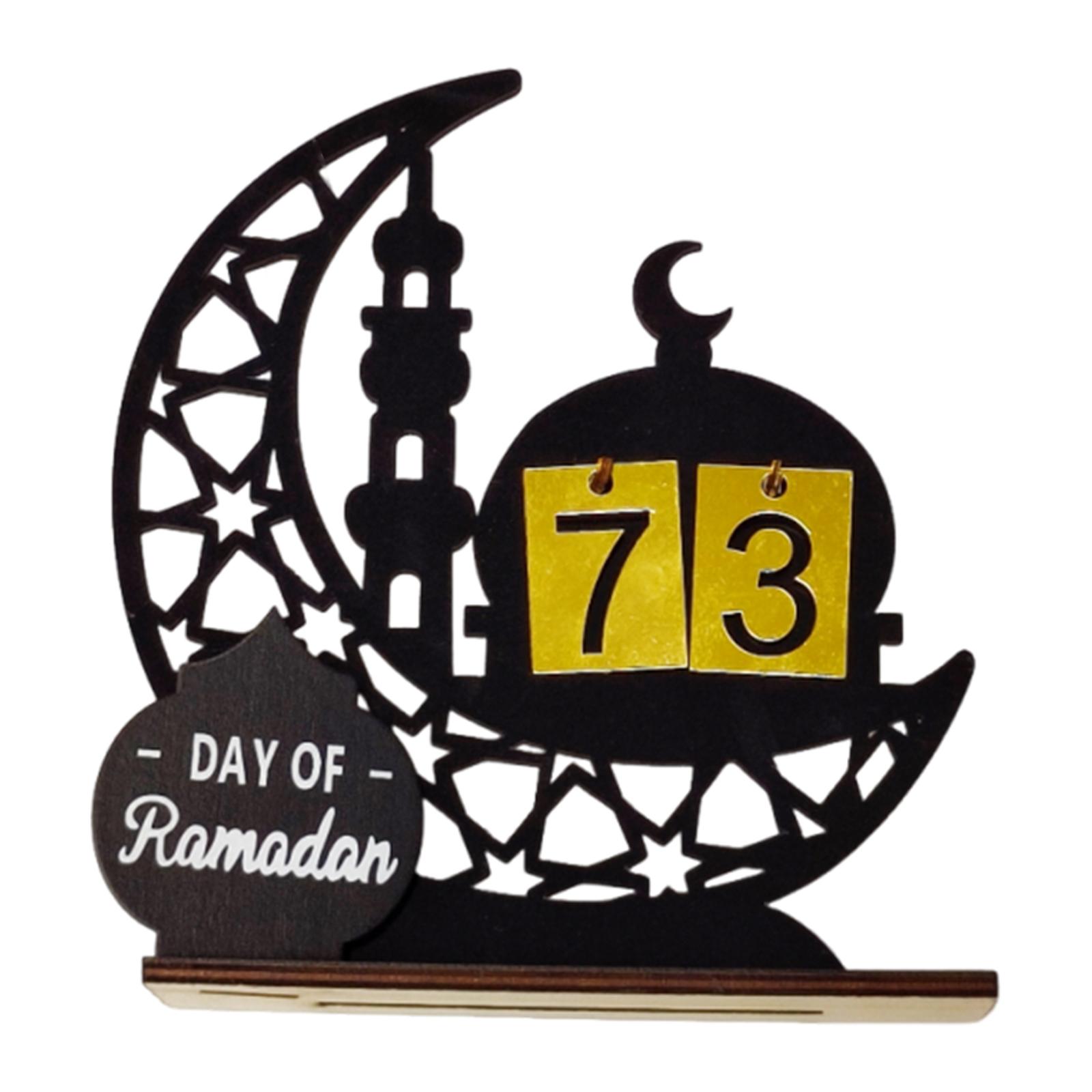 

Acrylic Ramadan Advent Calendar Moon Shaped Eid Decor DIY Gift for Kids Festival Holiday Home Craft чорний