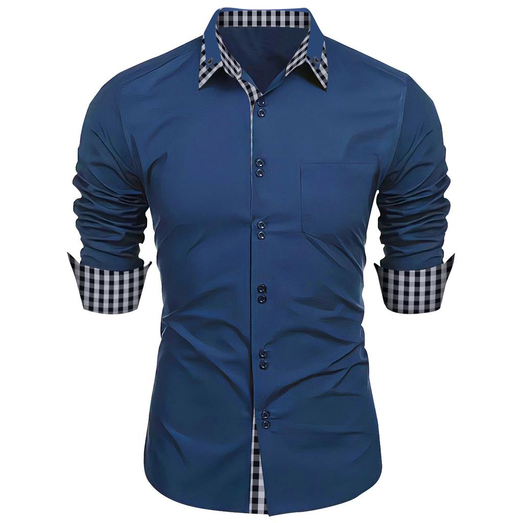 Splicing Plaid Shirt Men's Cardigan