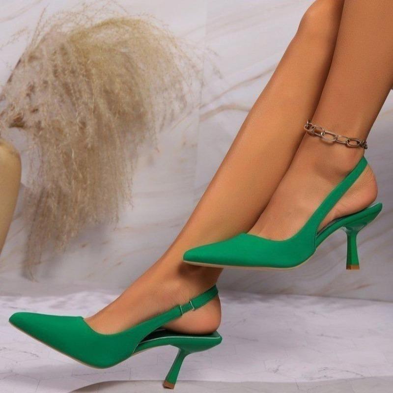 Fashion Plus-size High Heels Women's Pointed Thin Heels Back Lift Sandals Fashion Temperament Women's Shoes Red High Heels