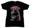 Godzilla New Adult T-Shirt - Black & White Classic Destruction Under Red Title