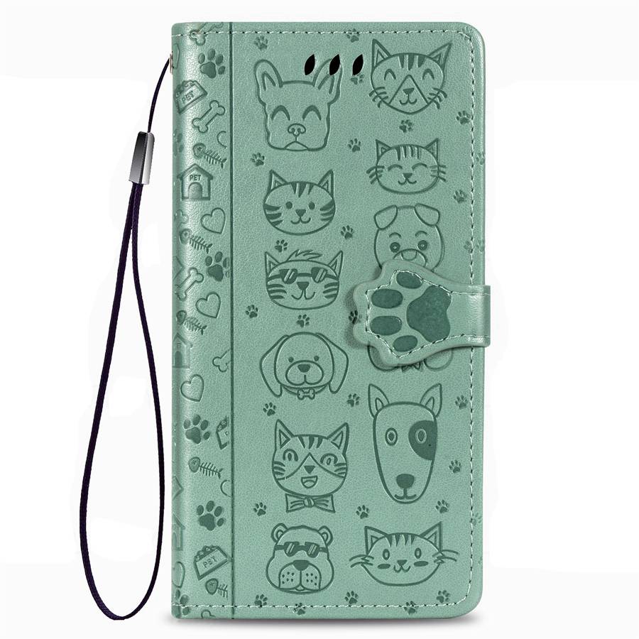 Capa Protetora Flip de Couro Para Motorola Moto G17 G57 G67 G77 G06 G56 G86 G35 G75 G05 G84 G85 5G G54 G55 G34 G15 Edge 70 50 60 Carteira com Gato Cachorro