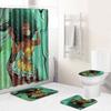 Creative Shower Curtain Floor Mat Combination Four-Piece Set Bathroom Toilet Carpet Shower Room Mat Foot Mat