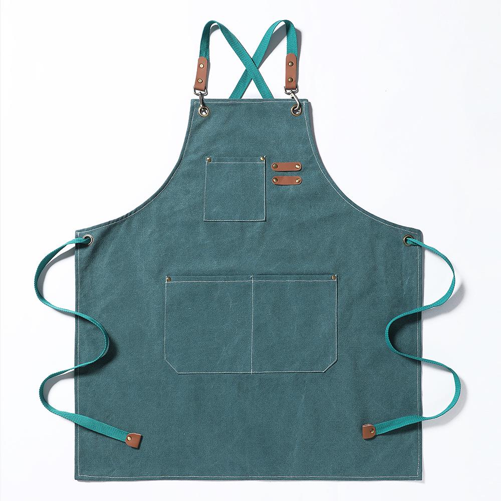 Oil-Proof Cotton Canvas Denim Apron for Kitchen, Coffee Shop, & Gardening