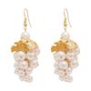 Leaf and Grape Pearl Tassel Ear Hook Faux Pearl Vintage Dangle Earrings  Jewelry Gift