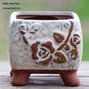 Creative Handmade Coarse Pottery Terracotta Pot - Large Square Glossy Glazed Planter with Low Breathable Rim for Succulents and Pothos