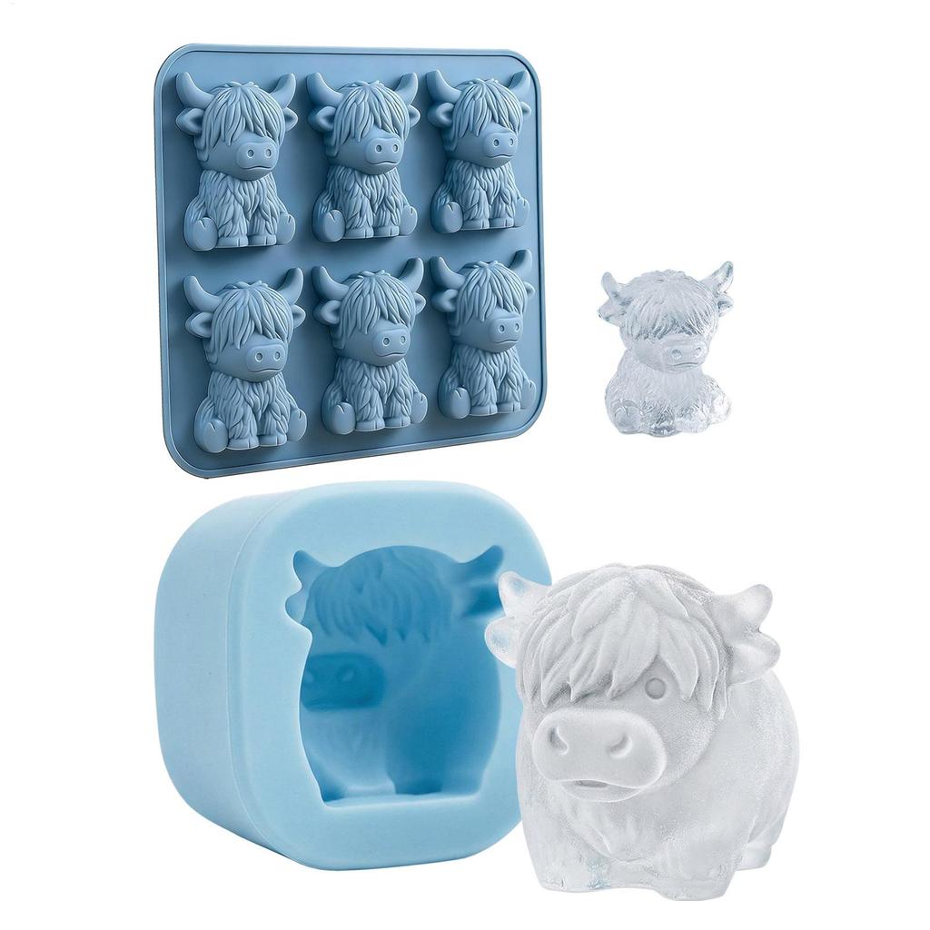 new Silicone Ice Tray 6 Cavity Cow Shaped Making Tool Ice Molds For Whiskey For Cocktails Bourbon Tequila Vodka Drinks