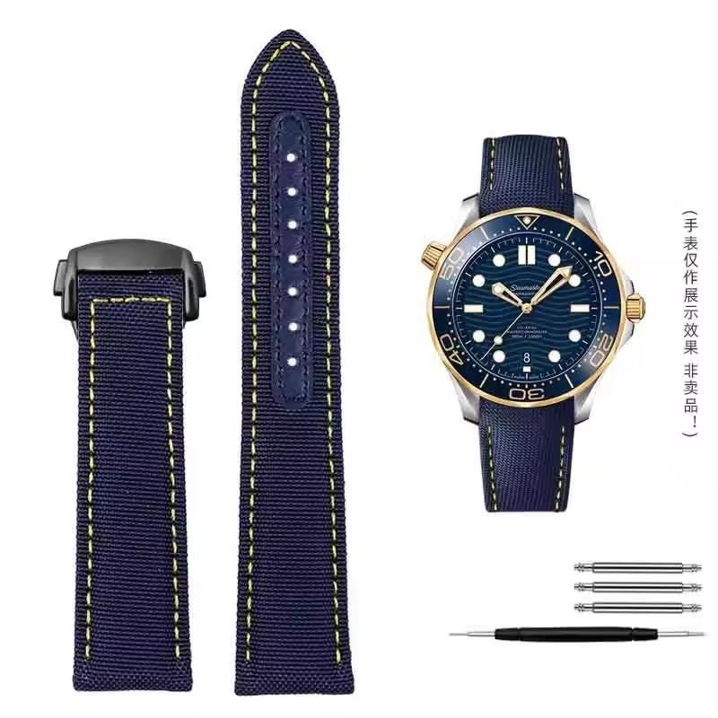 19mm 20mm Watch Band For Omega Speedmaster Snoopy 310 Canvas Cowhide Bottom Watch Strap New Seahorse AT150 Nylon Watch Straps