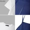 ZANZEA Women Short Sleeve T-Shirts and Straps Dress Casual Two Piece Suit Sets