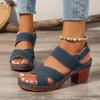 Fashion 2025 Summer New Thick High Heel Sandals Women's Cross Band Fashion Beach Sandels Hook Loop Anti-Slip Platform Sandalias De Mujer