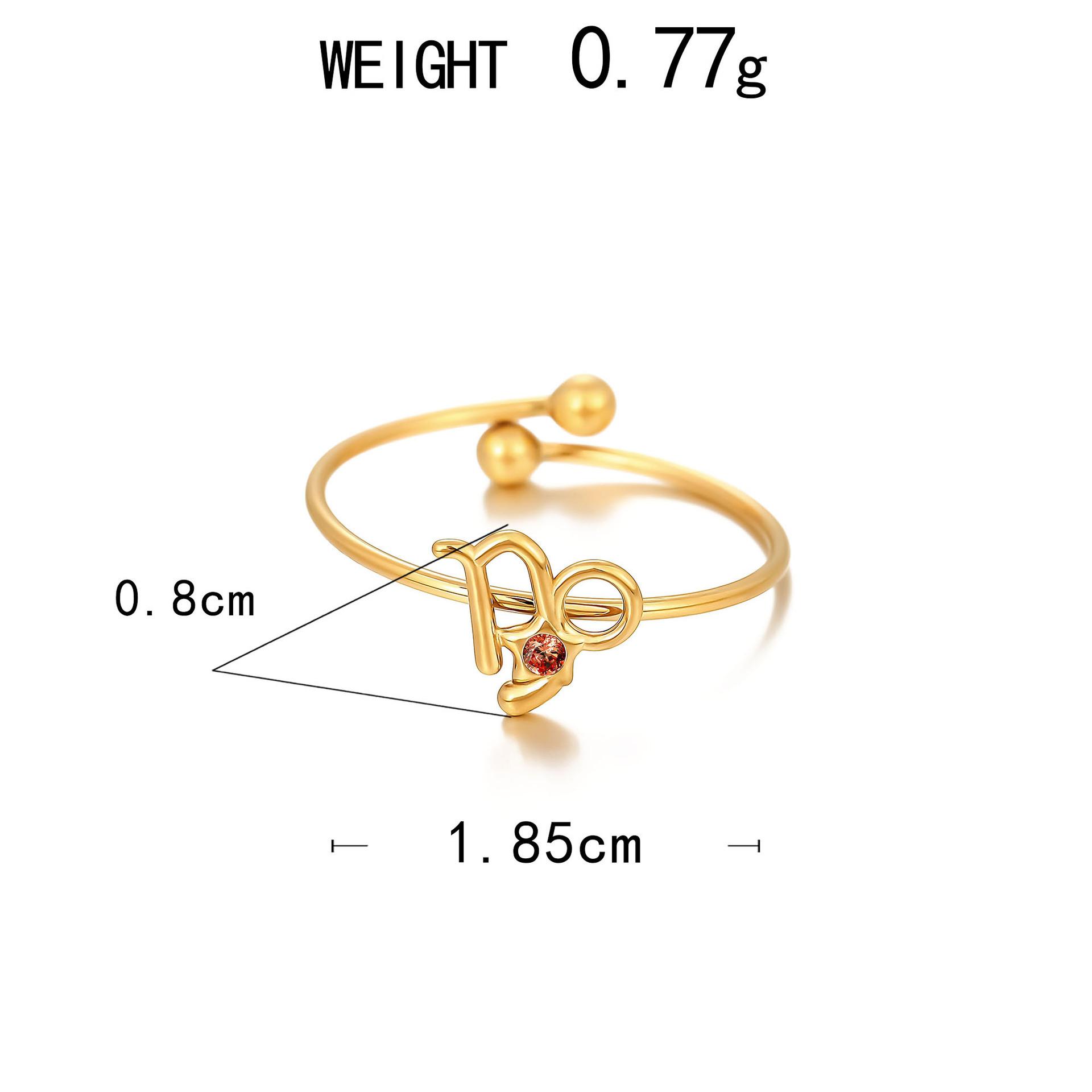 Personalized Ring, Stainless Steel Vacuum Plated 18K Gold Twelve Constellation Opening Single Bracelet.
