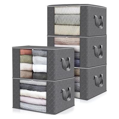 GOSO Bedding Storage Bags, Set of 5, 60*40*35cm, Large Capacity, Blanket and Clothes Storage, 25kg Weight Capacity, Foldable Storage Box, Non-Woven Fa