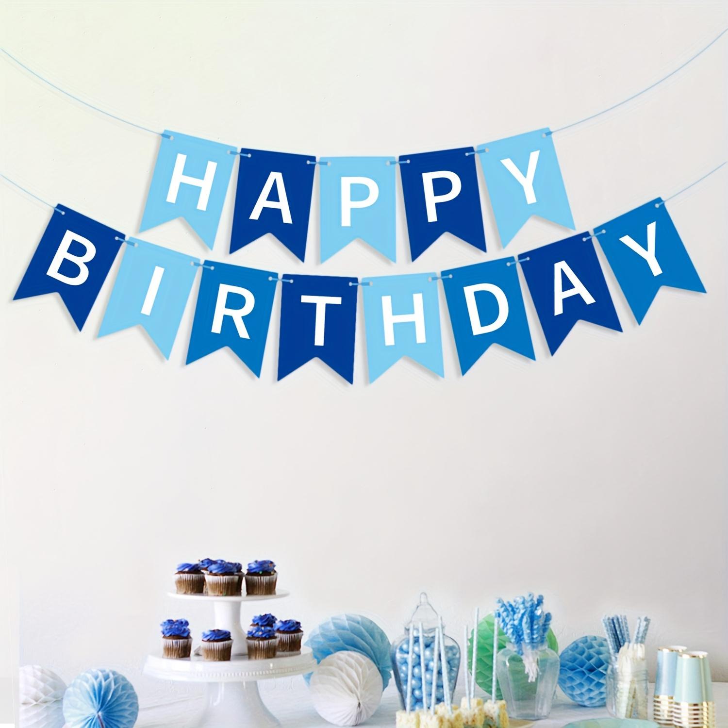 

13pcs/set Blue Happy Birthday Banner, Birthday Flag Bunting for Birthday Party Backdrop Decor,Happy Birthday Sign Party Supplies