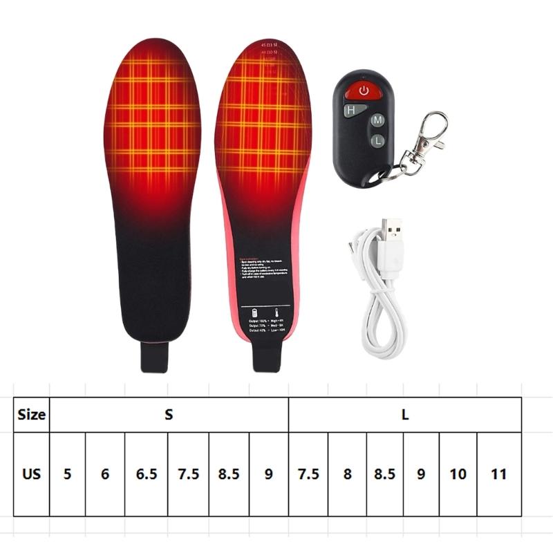 USB Rechargeable Electric Heated Insoles Winter Foot Warmer Cuttable Electric Heated Shoe Pad for Man Women