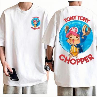 One Piece Tony Tony Chopper TShirt Unisex Kawaii Anime Graphic Print Pure Cotton Crew Neck Casual Fashion Tops For Men Women