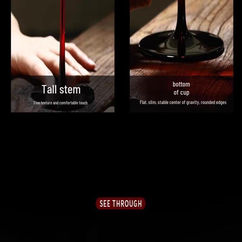 Shangqi Red Stem Black Base Champagne Flute Set