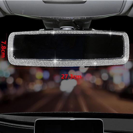 Bling Rhinestone Car Rear View Mirror With Crystal Diamonds Bling Rhinestones Cars Rear View Mirrors For Women,Car Interior Trim. (Sliver)