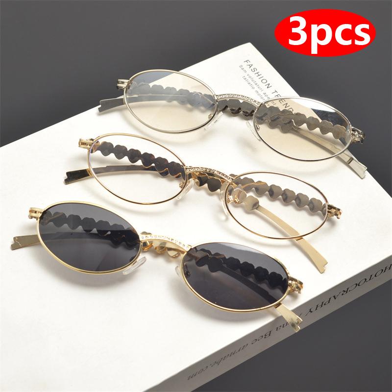 Oval Sunglasses Women Metal Frame Brand Sun Glasses Luxury Brand Chic Eyeglasses Ocean Film Shades Framelss Oval Eyewear