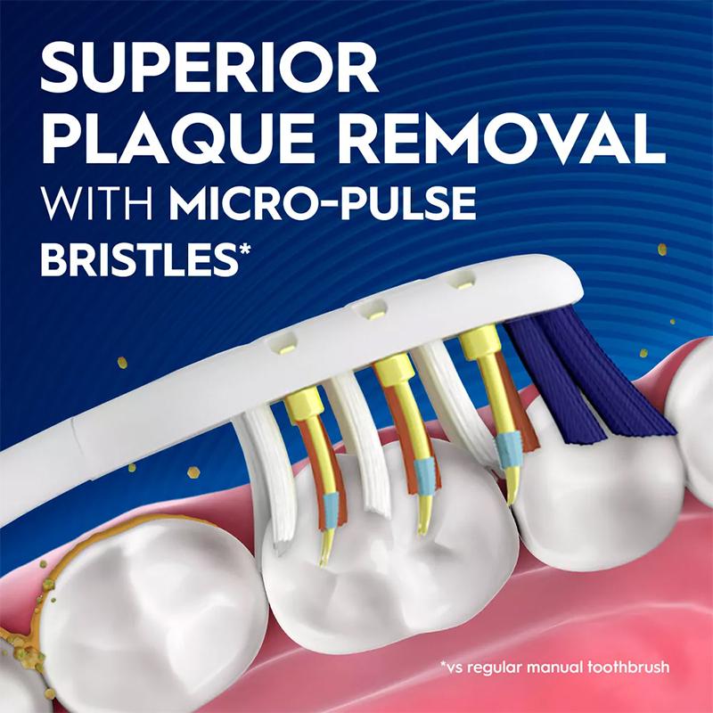 ORAL B Pro-3D White Pulsar Batteriebetriebene Vibrations-Elektrozahnbürste 2er-Pack Vibrierende Borsten Schlanker Griff mit integriertem Netzteil