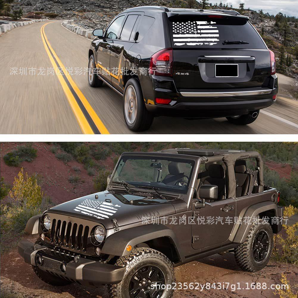 Y-779 Jeep Wrangler Off-Road Vehicle Hood & Side Window American Flag Decal