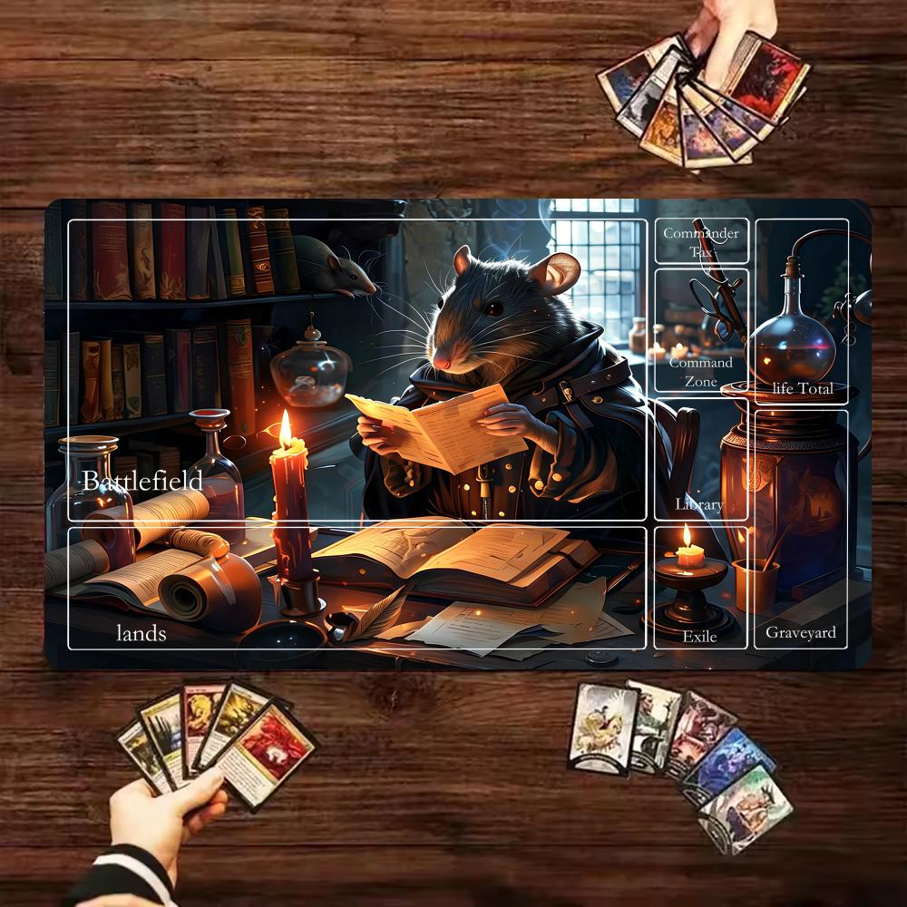 Wizard Rat Playmat MtgTcg Tabletop Game Mat Magic Party Playmat Durable Rubber For Games 35x60cm Mouse Pad Pc Offices Desk Mats