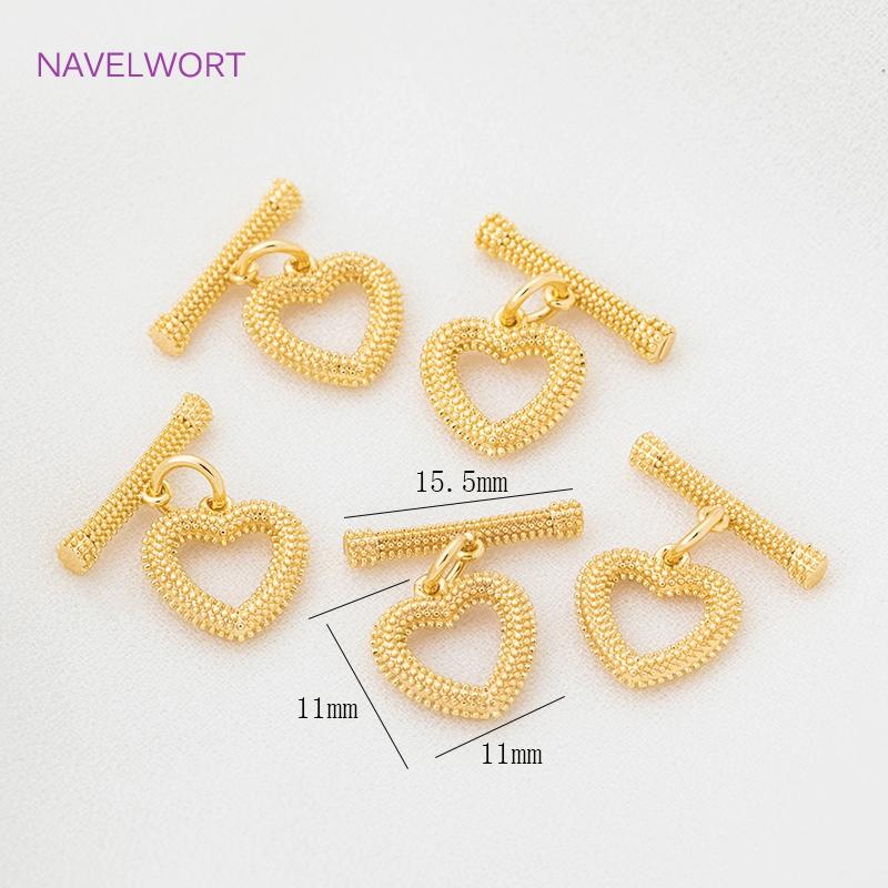 18K Gold Plated Round Heart Flower Shape OT Toggle Clasps, End Connector Clasps Accessories For DIY Jewelry Making Findings