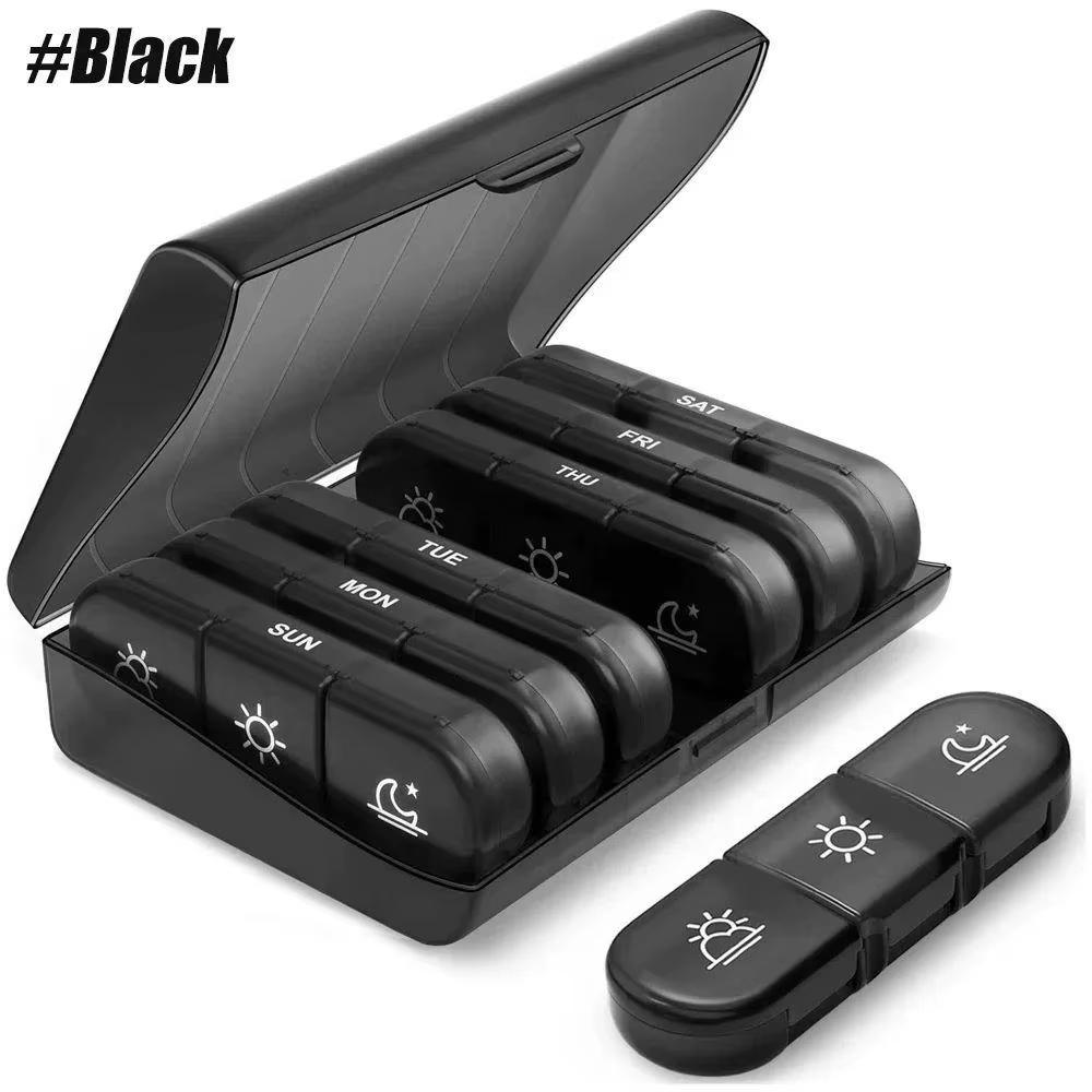 Portable Medicine  Storage Box 7-Day Travel Pillbox 21 Compartments With  Compartments Waterproof And Dustproof