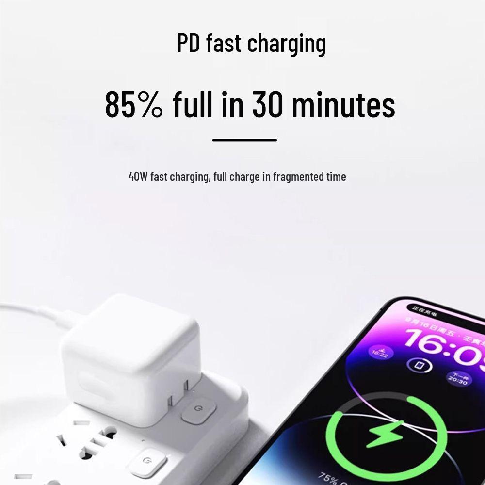 Foldable 40W PD Charger & Cable for Apple 14-17 Pro