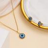 Turkish Blue Evil Eyes Pendant Necklaces Stud Earrings Jewelry Set For Women Retro Simple Lucky Evil Eye Choker Wedding Jewelry