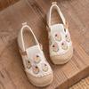 Mode Böhmische Damen Leinen Canvas Slipper Bequeme Retro Loafer Damen Casual Bestickte Sneaker Hanfsohle Damenschuhe