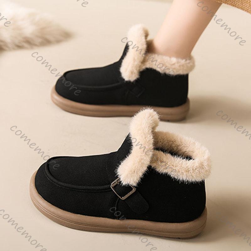 Fashion Comemore Fashionable New Plush Short Boots Comfortable Warm Soft Bottom Belt Buckle Women's Shoes Winter Women's Snow Boots