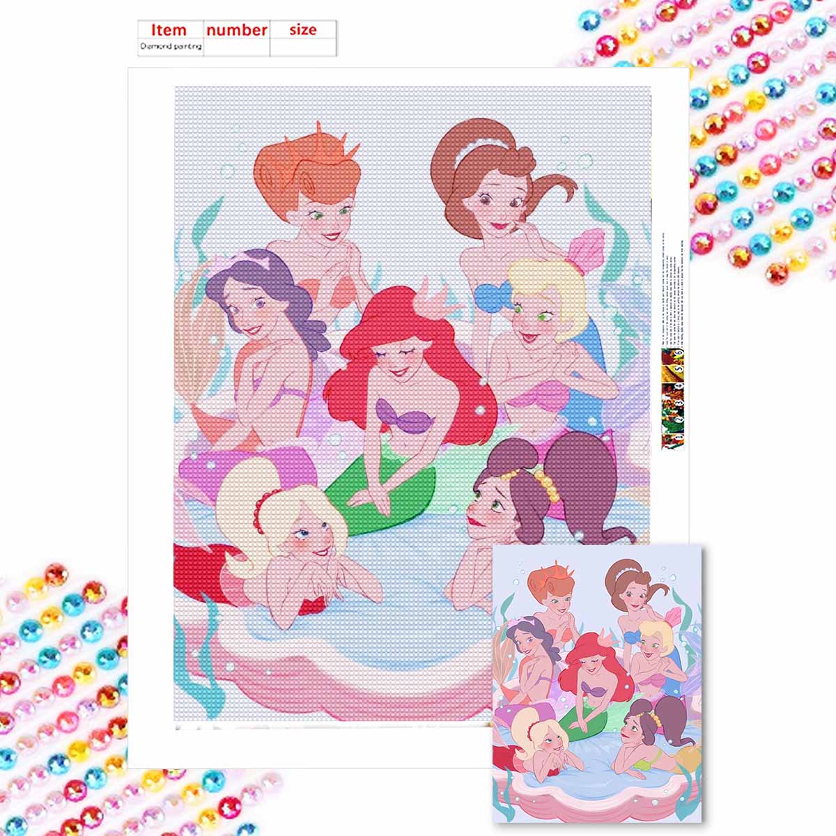 

5D Diy Diamond Painting A Princess Chatting Together Full Drill Rhinestones Mosaic Embroidery Handmade Products Home Decor Gift Round 20x30cm