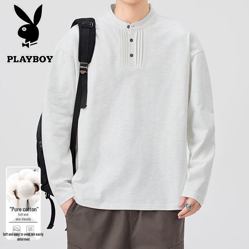PLAYBOY Men's Long-Sleeve Henley T-Shirt