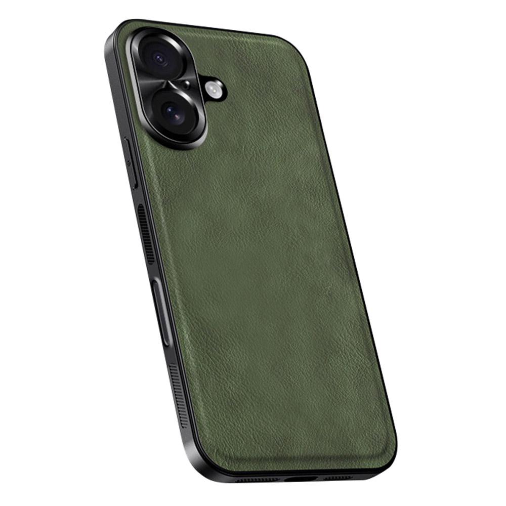 

For iPhone 16 Case PU + TPU + PC Phone Back Cover with Metal Lens Frame C