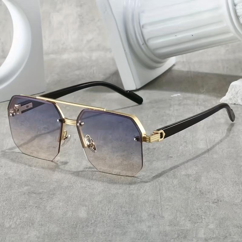 Polygonal Double Beam Men'S Fashion Glasses with Black Lenses Stylish Everyday Eyewear for Casual Attire Fashion Glasses