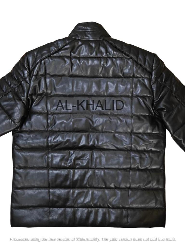 Stylish Men's Genuine Lambskin Leather Jacket Puffer Black Full Quilted Zipper
