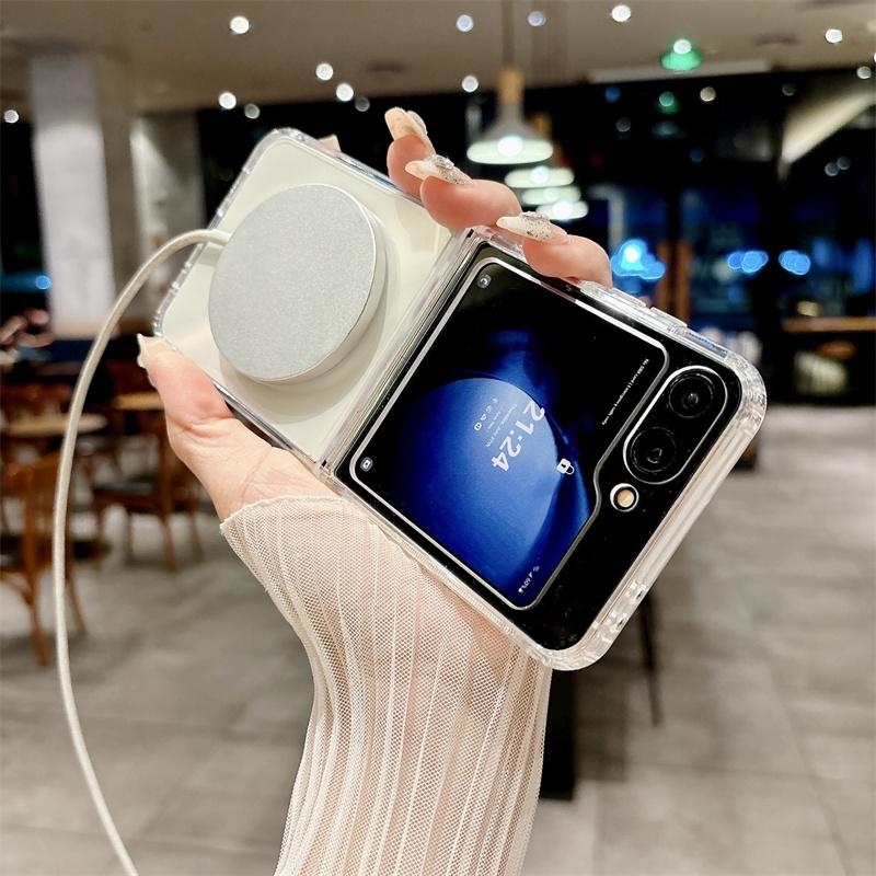 Cases For Samsang Z Flip6 5G For Magsafe Phone Transparent Case For Galaxy Z Flip 6 5 4 3 Tough Shockproof Wireless Charging Magsafing Cover