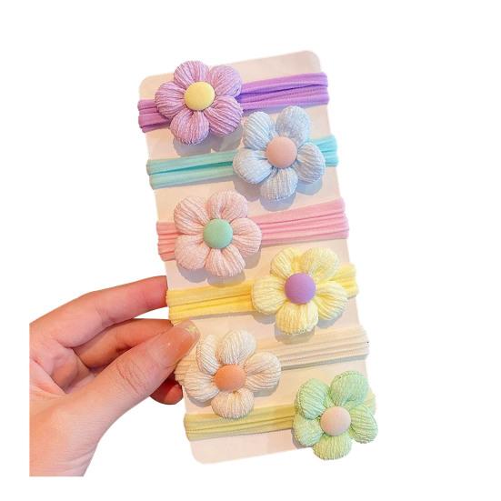 

6/12 шт., веревка для волос, высокоэластичная ткань, кольца для волос, цветочный бант, декор, универсальная резинка для волос, аксессуар для волос A