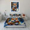 Festive Corgi in Snow Scene Bedding Duvet Cover Set  (1*Duvet Cover 2*Pillowcases, without duvet insert)