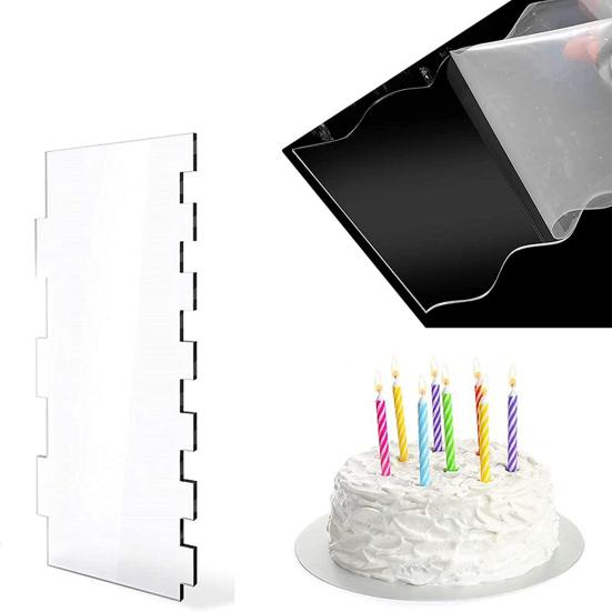 4 stk Kakeskrape Sett Stor Klar Akryl Kakeutjevner Skrape Kakestriper Kantkontur Kam for DIY Glasur Frosting Smørkrem Krem Dekorering